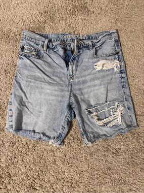American Eagle Outfitters Light Blue Distressed Denim Shorts